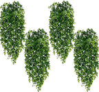 Waipfaru 4Pcs Fake Hanging Plants 2.7ft Fake Plants Eucalyptus Leaves UV Resistant Fake Vines Ivy Artificial Plants Outdoor Faux Plants Indoor Bedroom Living Room Boho Wall Porch Shelf Decor