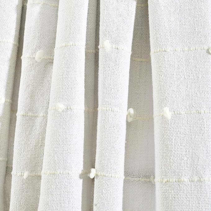 Lush Decor Boho Tufted Cotton Woven Tassel Fringe Throw Blanket, White 60" x 50"