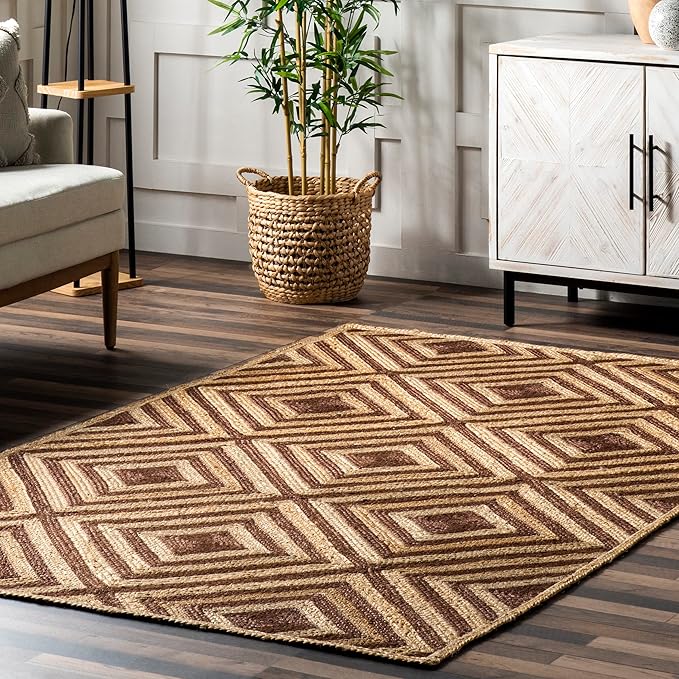 Rugs USA Dogwood Tiled Jute Area Rug, 9'6" x 13'6", Brown