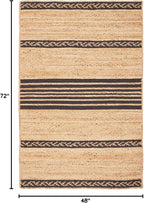 SAFAVIEH Natural Fiber Collection Accent Rug - 4' x 6', Natural & Brown, Handmade Stripe Boho Farmhouse Rustic Braided Jute, Ideal for High Traffic Areas in Entryway, Living Room, Bedroom (NFB262T)