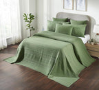 VHC Brands 100% Cotton Waffle Weave Olive Green Oversized King Size Blanket 120x120, Decorative Cotton Throw Blanket, Boho Farmhouse Bedroom Decor for Bed, Couch, or Sofa