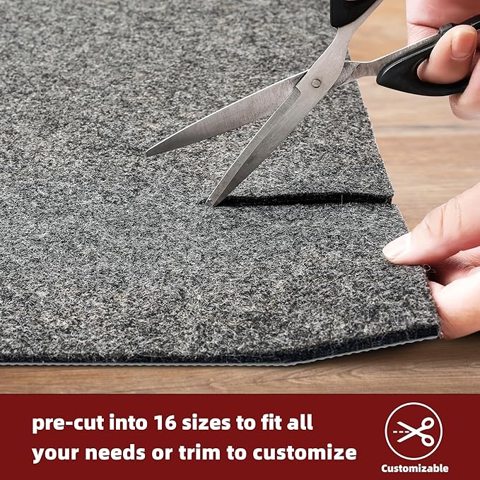 BAGAIL Felt and Natural Rubber Backing Rug Pads 1/4” Thick, 2 x 8 Ft Non Slip Carpet Gripper Keep Rugs in Place, Under Area Rug Protective Cushioned Pads, Carpet Runners, Hardwood Floors Protection