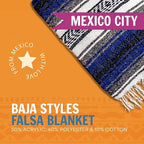 Large Mexican Blanket in Royal — Handcrafted Serape Falsa Yoga Blanket (73” x 48”) – Durable Throw for Camping, Beach & Outdoor Use – Artisan Craft, Made in Mexico from Recycled Fibers
