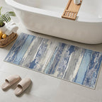 GENIMO 2X5 Washable Modern Runner Rug for Hallway, Non-Slip Low Pile Chenille Print Rug, Soft Rugs for Indoor Entryway Kitchen Corridor, Indigo Drift