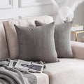 Home Brilliant Decorative Throw Pillow Covers 18x18 Inch for Living Room Couch Bed Sofa, Soft Striped Corduroy Square Pillow Covers, Set of 2, 18 x 18, Ash Grey