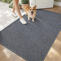 LUMI Ultra Thin Indoor Door Mat for Entrance 36"x56", Non Slip Entryway Mat, Low Profile Doormat, Unique Herringbone Design Carpet for Inside, Patio, Porch, Medium Gray