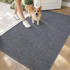 LUMI Ultra Thin Indoor Door Mat for Entrance 36"x56", Non Slip Entryway Mat, Low Profile Doormat, Unique Herringbone Design Carpet for Inside, Patio, Porch, Medium Gray
