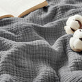 Bedsure 100% Cotton Muslin Throw Blanket Large 50x70 Inches - 4-Layer Breathable and Lightweight Thin Soft Summer Gauze Muslin Blankets for Adults, Grey, Boho Cotton Throw for Couch