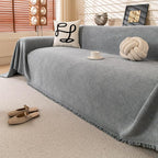 ROOMLIFE Light Gray Waterproof Couch Cover Sofa, Chenille Couches Covers for 3 Cushion Sofas, Non Slip Soft Breathable Sofa Slipcovers for Pet, Washable Furniture Protector with Tassel,71''X134”