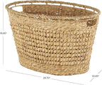 Deco 79 Seagrass Handmade Decorative and Functional Storage Basket Woven Oval Basket Organizer with Elevated Rim and Slot Handles, Basket for Storage 30" x 21" x 17", Brown
