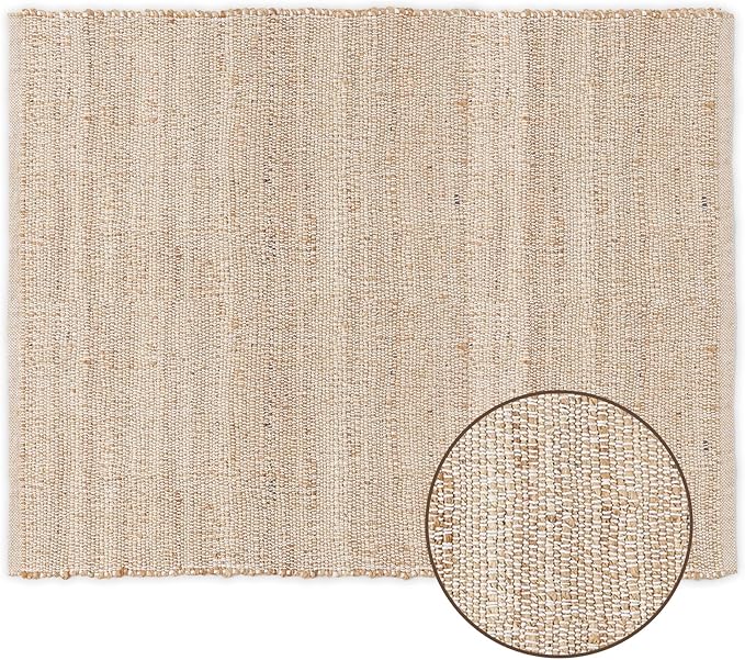 · REDEARTH · Jute Cotton Area Rug - 8'x10' Rectangular Rug, Sustainable Handwoven, Non-Shedding, Soft & Durable – Reversible, Neutral Tones for Home Décor in Living Room, Dining Room, Bedroom