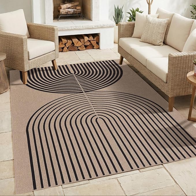 GarveeHome Modern Rainbow Easy Jute 3x5 Patio Rug, Washable Rugs for Entryway Farmhouse Non Slip Indoor Door Mat Carpet for Entry Mudroom Porch Decor