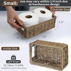 4 Small 3.6 QT Seagrass Wicker Baskets for Shelves, 10" Long Woven Pantry Organizers and Storage Basket, Decorative Ratten Shallow Rectangle Baskets for Organizing Countertop Kitchen