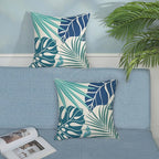 Tropical Pillow Covers 24x24 Set of 2 Navy Blue Aqua Teal Monstera Palm Leaf Pillowcase Tropical Summer Outdoor Decorations Throw Pillows Linen Decor Botanical Plant Cushion Case for Home Bed