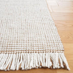 SAFAVIEH Natural Fiber Collection Area Rug - 6' Square, Ivory & Natural, Handmade Woven Farmhouse Fringe Jute, Ideal for High Traffic Areas in Living Room, Bedroom (NF826A)