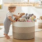 40L Large Cotton Rope Basket, Decorative Woven Blanket Storage for Living Room, Boho Toy Storage & Toy Box for Kids, Versatile Laundry Basket & Nursery Hamper for Blankets(Brownyellow)