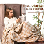 Folkulture Throw Blanket for Couch 50" x 60" |100% Recycled Cotton Couch Chritmas Throw Blanket for Chair, Boho Throws Blankets for Bed,Sofa, Lightweight| Guest Room Must Haves Blanket | Biscuit