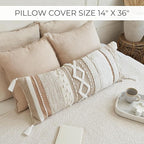 Decorative Boho Lumbar Pillow Cover 14x36 – Beautiful Throw Pillow with Soft Texture for Bed, Couch Decor or as Body Cushion – A Stylish Addition to Your Bedroom