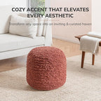 Anji Mountain Pouf Ottoman Foot Rest, Handmade Ottoman Pouf, Comfortable Foot Stool, Decorative Floor Seating for Living Room Decor, Bedroom & Home Décor Accent - Terracotta