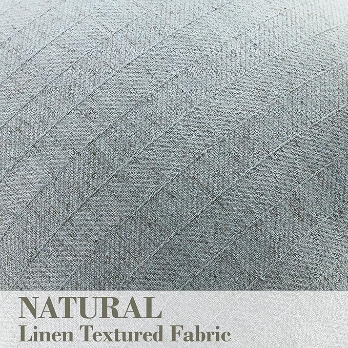 24x24 Linen Pillow Covers Steel Blue Pack of 2 Farmhouse Boho Neutral Accents Striped Textured Square Decorative Throw Pillow Cases for Living Room Couch Bed Home Decor