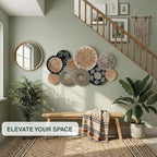 Set of 10 Woven Basket Wall Decor, Decorative Plates for Wall, Unique Wicker Wall Art Decor, Decorative Baskets for Livingroom Bedroom