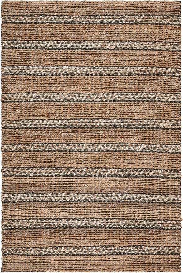 SAFAVIEH Natural Fiber Collection Accent Rug - 3' x 5', Olive & Natural, Handmade Flat Weave Stripe Jute & Cotton Jute, Ideal for High Traffic Areas in Entryway, Living Room, Bedroom (NFB655X)