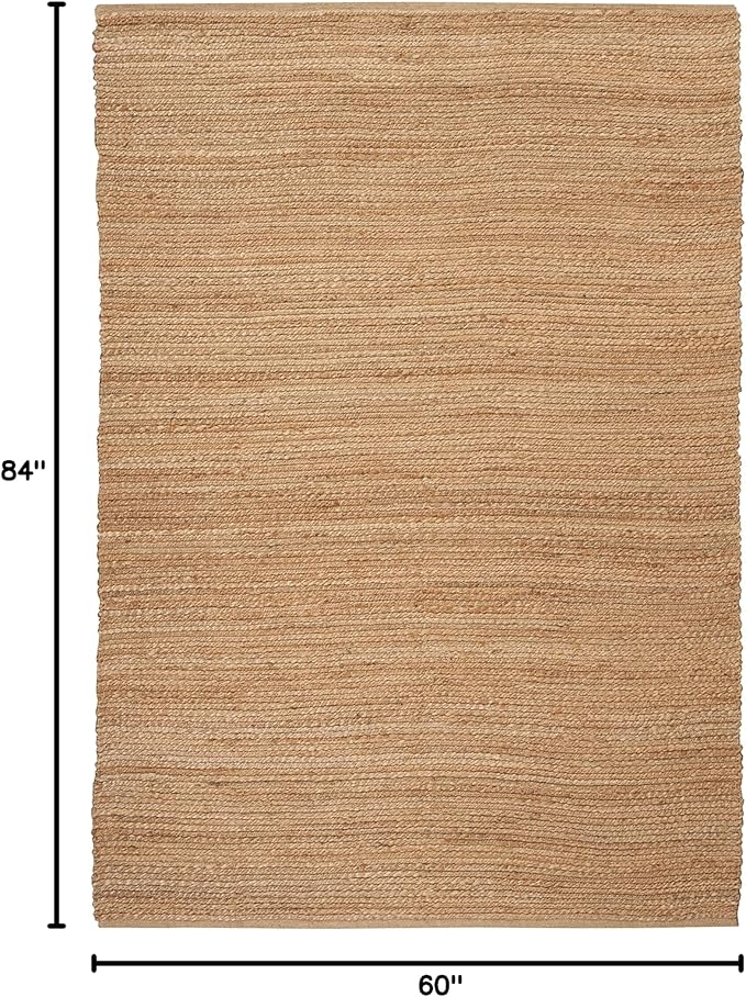 Nourison Home Natural Jute Natural 6' x 9' Area Rug - Easy Clean, Non Shedding, Bed Room, Living Room, Dining Room, Kitchen (6' x 9')
