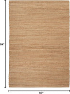 Nourison Home Natural Jute Natural 6' x 9' Area Rug - Easy Clean, Non Shedding, Bed Room, Living Room, Dining Room, Kitchen (6' x 9')