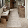 HUGEAR 2x8 Runner Rug Hallway Vintage Beige Machine Washable Retro Floral Low Pile Carpet Vacuumable Distressed Long Throw Rug Bedroom Office Bathroom Kitchen Laundry Non Slip Soft Lightweight