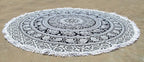 Round Beach Tapestry Turquoise Mandala Throw/Boho Hippie Beach Blanket Roundie/Indian Cotton Bohemian Large Round Table Cloth-Home Decor/Yoga Mat Meditation Picnic Rug (70", Black And WHite)