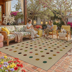 HUGEAR 8x10 Jute Outdoor Indoor Rug Washable Geometric Linen Textured Weave High Traffic Stain Resistant Non Slip Durable Carpet for Livingroom Patio Deck Balcony Courtyard (Rainbow, 8' x 10')