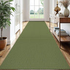 EARTHALL Runner Rug 3x14 Ft Washable Runners for Hallways Extra Long Woven Non Slip Entryway Runner Braided Kitchen Runner Indoor Outdoor Carpet Runners for Stair, Hall, Foyers, Green