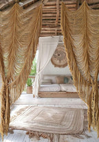Macrame Curtain Boho Curtain Room Divider Doorway Wall Decor Fiber Yarn Art Craftsmanship Bedroom Wedding Backdrop 41" W x 75" L（1 Panel