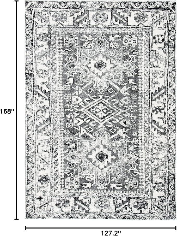 SAFAVIEH Vintage Hamadan Collection Area Rug - 10'6" x 14', Grey & Ivory, Traditional Persian Design, Non-Shedding & Easy to Clean, Ideal for Living Room, Bedroom, Dining Space (VTH211G)