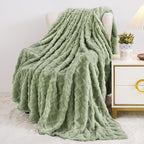 Aganear Twin Blanket - 3D Stylish Design, Lightweight Blanket Super Soft, Warm, Decorative Present for All Seasons, Portable Throw Blankets for Couch, Sofa, Bed, Car(60"×80", Sage Green)