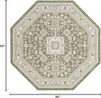 Rugs.com Outdoor Aztec Collection Rug – 8 Ft Octagon Green Flatweave Rug Perfect for Living Rooms, Kitchens, Entryways