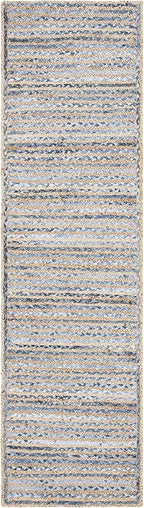 SAFAVIEH Cape Cod Collection 2'3" x 16' Natural/Blue CAP250A Handmade Flatweave Jute Entryway Foyer Living Room Kitchen Runner Rug