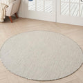 Nourison Home Courtyard Ivory Silver 5' x Round Area Rug - Easy Clean, Non Shedding, Bed Room, Living Room, Dining Room, Kitchen (5' x Round)
