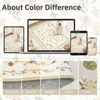 Dog 6x9 Area Rugs for Living Room, Machine Washable Animal Floral Vintage Rug Non-Slip Low Pile Soft Throw Rugs for Bedroom Dining Room Kitchen Nursery Playroom (6 x 9,Beige)