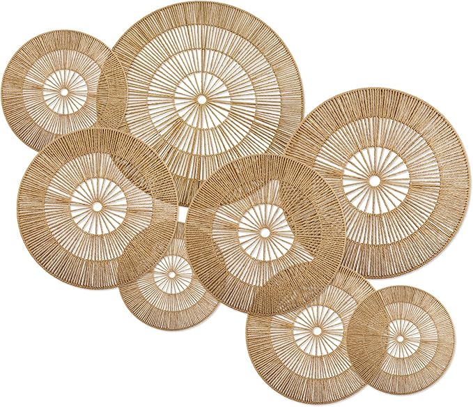 YIYA Set of 8 Boho Wall Decoration Jute Wall Decor Baskets Round Hand Woven Wicker Rattan Wall Art for Living Room Farmhouse Bedroom Nursery