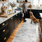 HY HAOYUNLAI Abstract 2x8 Runner: Washable Non-Slip 8ft Hallway Carpet Stain-Resistant Laundry Room Kitchen Area Rug Throw Entryway Foyer Mat Soft Living Room Bedroom Beside Runner Rug(2x8,Light/Grey)