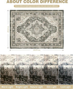 Washable Runner Rug 2x3 Runners for Hallways, Ultra-Thin Carpet Runners for Entryway Anti Slip Backing Runner Rugs for Kitchen Laundry Room Indoor Hallway (Black/Beige)