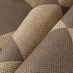 Checkered Easy Jute Rugs for Entryway, 3 ft Round Rug Small Indoor Outdoor Circle Carpet, Farmhouse Neutral Non Slip Non Shedding Brown Carpet for Kitchen Front Porch Foyer