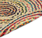 · REDEARTH · Jute Cotton Chindi Area Rug - 2'x3' Oval Rug, Handwoven, Non-Shedding, Soft & Durable – Multi Tones for Home Décor in Living Room, Dining Room, Bedroom