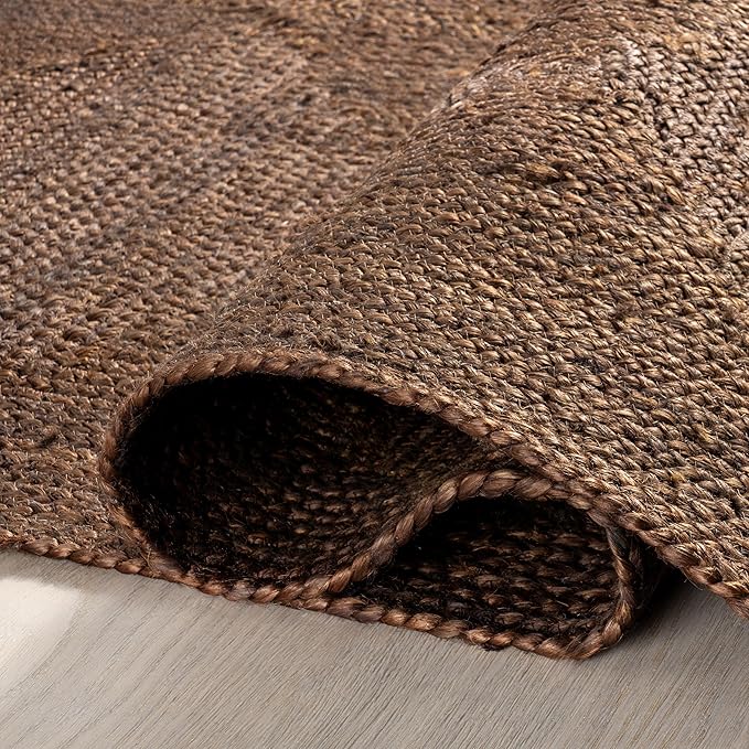 Rugs USA Juniper Tiled Jute Area Rug, 7'6" x 9'6", Dark Brown