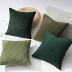 Topfinel Christmas Decorative Throw Pillow Covers Green Series,Winter Fluffy Corduroy Striped Euro Pillows Shams for Couch Bed Bedroom,Western Modern Hunter Green Pillowcase 24x24 Inch Set of 4