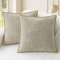 CaliTime Throw Pillow Covers Decorative 26 X 26 Inches Pack of 2 Cotton Thread Stitching Edges Solid Dyed Soft Chenille Cushion Cases for Couch Sofa Bed Living Room Farmhouse Light Taupe