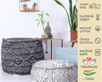 Mandala Life ART Pouf Ottoman - 20x20x20 - Foot Rest Stool White Pouf
