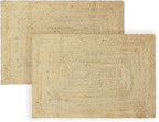 · REDEARTH · Rectangular Area Rug - 2'x3' Braided Natural Jute with Non-Skid Backing - Handwoven Boho Rug for Bedroom, Kitchen, Living Room - Aesthetic Home Decor - Durable Handmade Rug, Set of 2