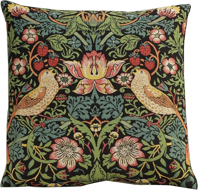 Charlotte Home Furnishings Throw Pillow Covers Decorative Boho Pillow Covers for Couch Living Room Black Strawberry Square Cushion Cases 18x18 in European Cotton Jacquard Woven Cozy Bedroom Decor